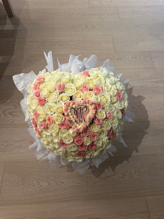 8” Heart cake with 200 roses (up to 3 colours)